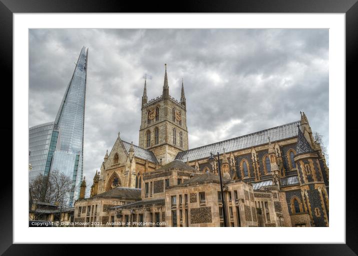  The Shard and Southwark Cathedral  Framed Mounted Print by Diana Mower