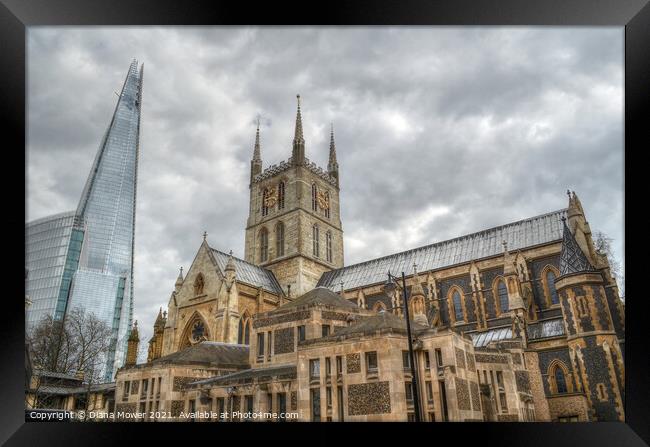  The Shard and Southwark Cathedral  Framed Print by Diana Mower
