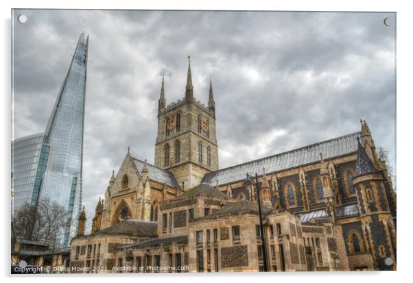  The Shard and Southwark Cathedral  Acrylic by Diana Mower