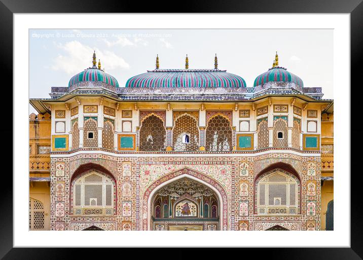 A section of the Amber Fort or Amer Fort located in Amber, Rajas Framed Mounted Print by Lucas D'Souza