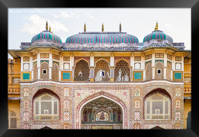 A section of the Amber Fort or Amer Fort located in Amber, Rajas Framed Print by Lucas D'Souza
