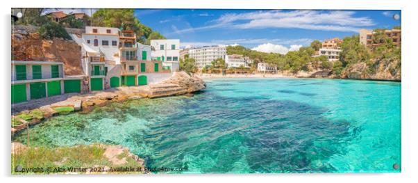 Mallorca, Spain, panoramic view of Cala Santanyi b Acrylic by Alex Winter