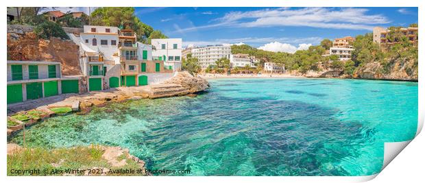 Mallorca, Spain, panoramic view of Cala Santanyi b Print by Alex Winter