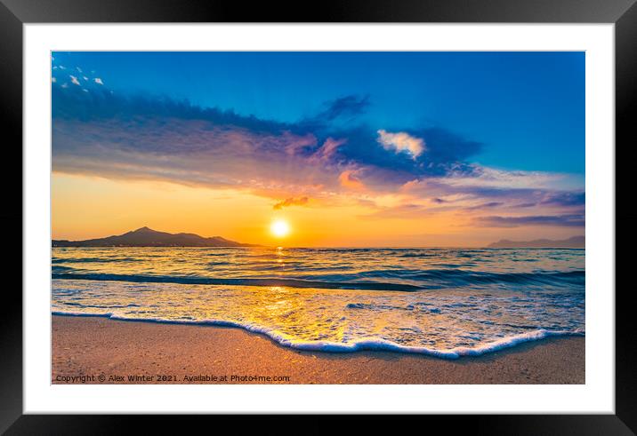 Sky cloud beach at Sunrise Framed Mounted Print by Alex Winter