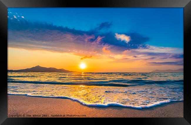 Sky cloud beach at Sunrise Framed Print by Alex Winter
