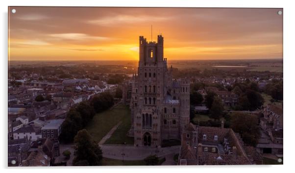 Sunrise behind Ely Cathedral, 28th September 2021 Acrylic by Andrew Sharpe