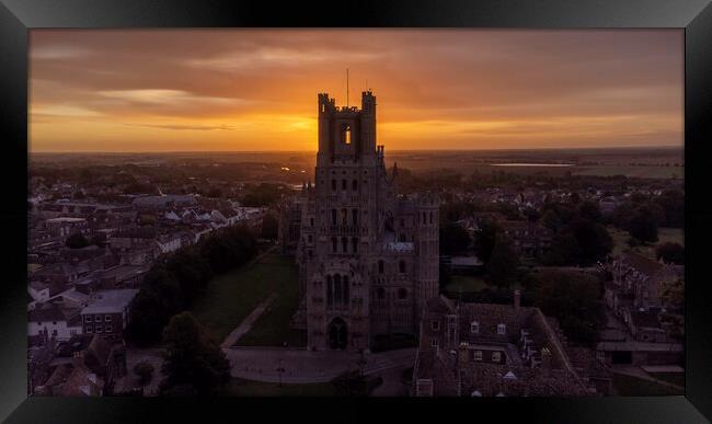 Sunrise behind Ely Cathedral, 28th September 2021 Framed Print by Andrew Sharpe