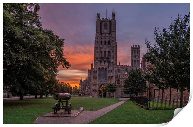 Sunrise behind Ely Cathedral, 28th September 2021 Print by Andrew Sharpe