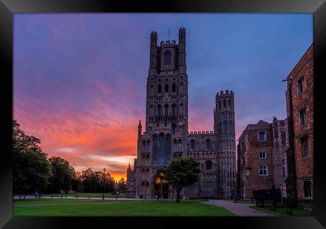 Sunrise behind Ely Cathedral, 28th September 2021 Framed Print by Andrew Sharpe