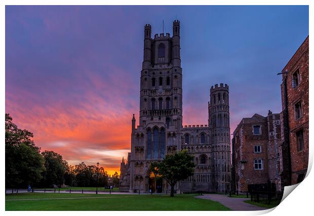 Sunrise behind Ely Cathedral, 28th September 2021 Print by Andrew Sharpe