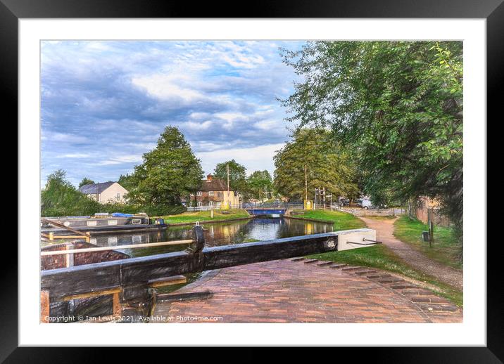 Aldermaston Wharf From the Lock Framed Mounted Print by Ian Lewis
