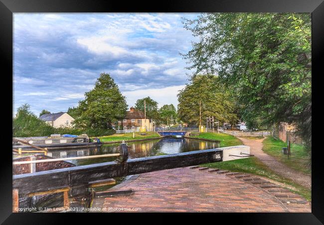 Aldermaston Wharf From the Lock Framed Print by Ian Lewis