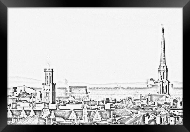 Pencil drawing of Ayr town architecture Framed Print by Allan Durward Photography
