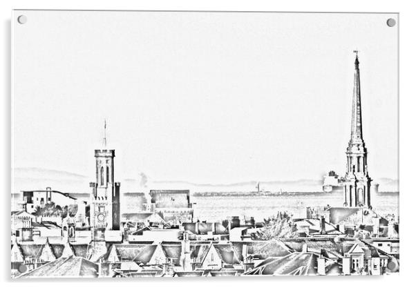 Pencil drawing of Ayr town architecture Acrylic by Allan Durward Photography