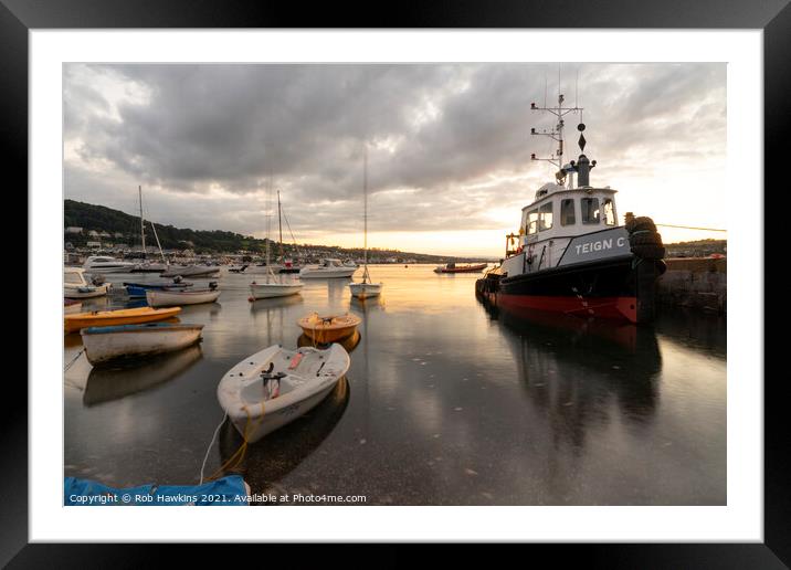 Teignmouth Twilight Trawler Framed Mounted Print by Rob Hawkins