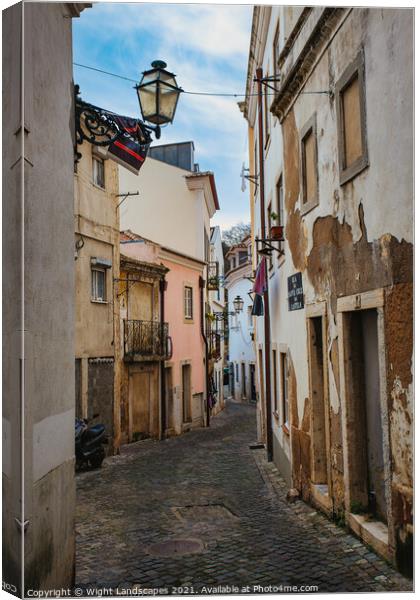 Backstreets Of Lisbon Canvas Print by Wight Landscapes