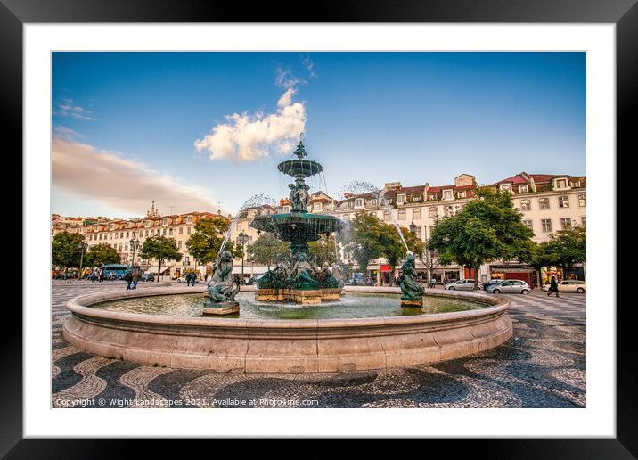 Fountain Rossio Square Lisbon Portugal. Framed Mounted Print by Wight Landscapes