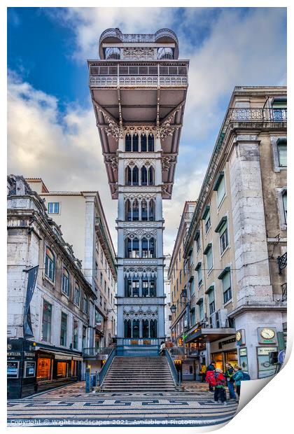 Santa Justa Elevator Print by Wight Landscapes