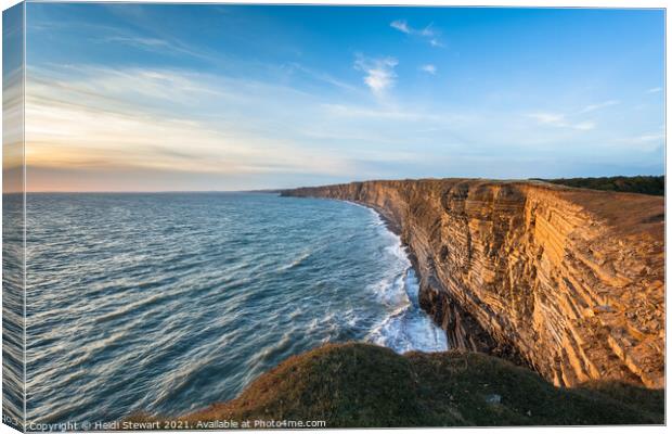 Sunset at Nash Point, South Wales Canvas Print by Heidi Stewart