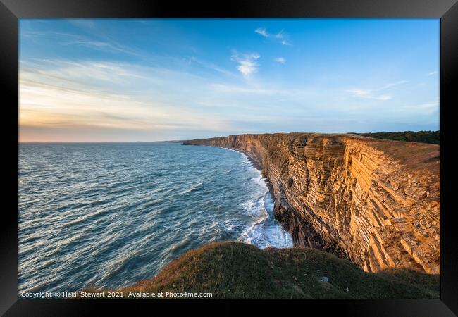 Sunset at Nash Point, South Wales Framed Print by Heidi Stewart