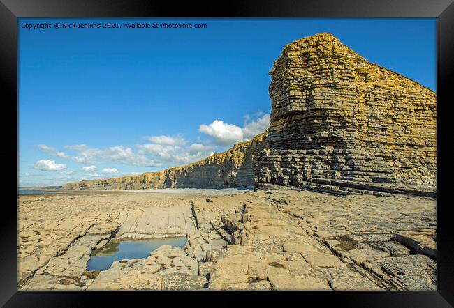 Cliffs at Nash Point Beach south Wales coasrline  Framed Print by Nick Jenkins