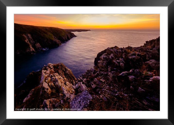 Sunset on the Pembrokeshire Coast Framed Mounted Print by geoff shoults