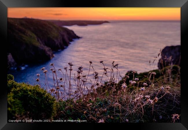 Trefin sunset Framed Print by geoff shoults