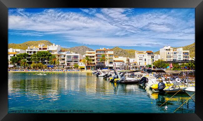 Puerto Pollensa Beach And Marina  Framed Print by Peter F Hunt