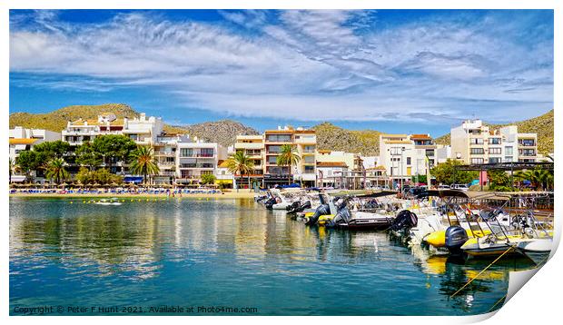 Puerto Pollensa Beach And Marina  Print by Peter F Hunt