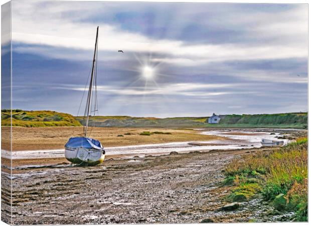 Sunset In Aberffraw Anglesey Canvas Print by chris hyde