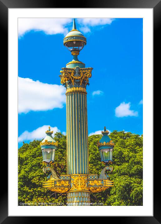 Ornate Street Lamp Tuileries Garden Paris France Framed Mounted Print by William Perry