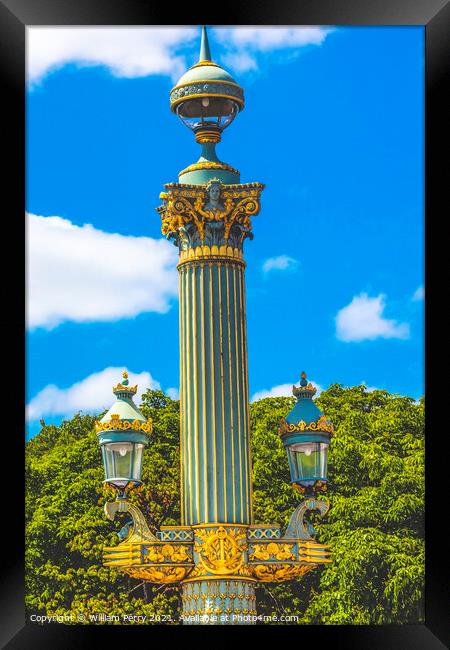 Ornate Street Lamp Tuileries Garden Paris France Framed Print by William Perry