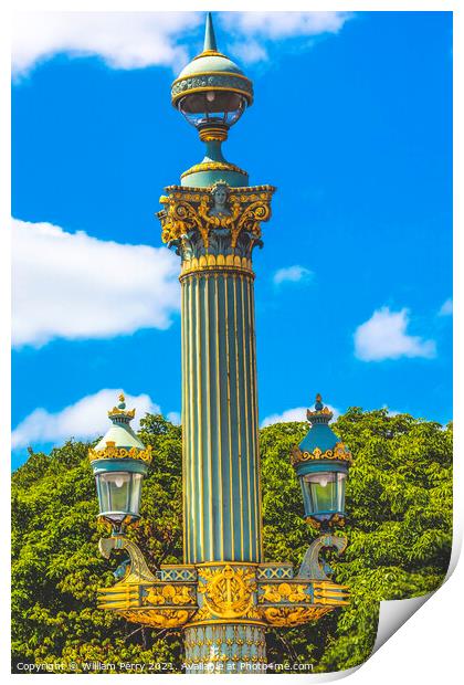 Ornate Street Lamp Tuileries Garden Paris France Print by William Perry