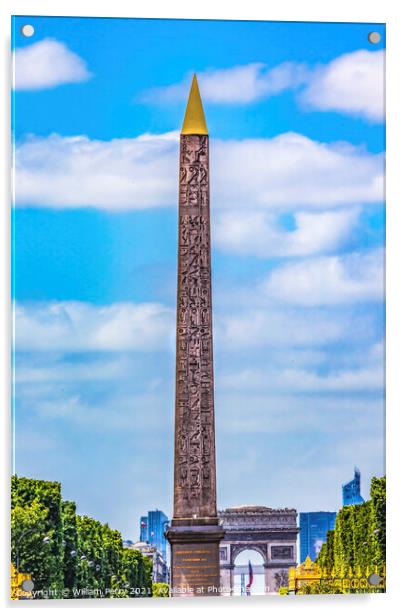 Ancient Egyptian Obelisk Place de la Concorde Paris France Acrylic by William Perry