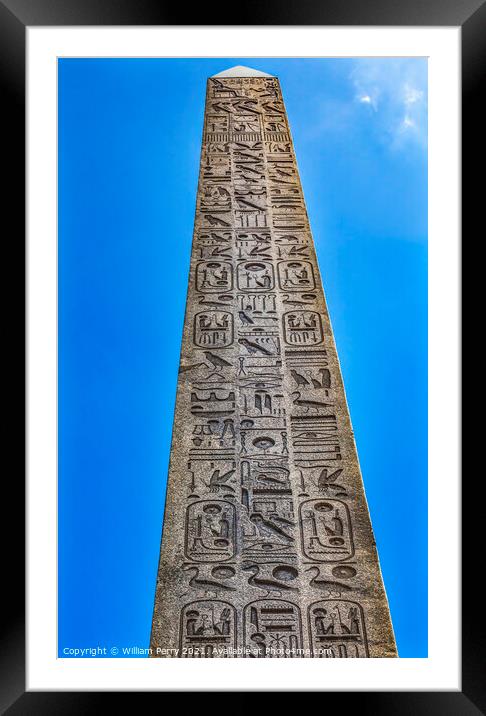 Ancient Egyptian Obelisk Place de la Concorde Paris France Framed Mounted Print by William Perry