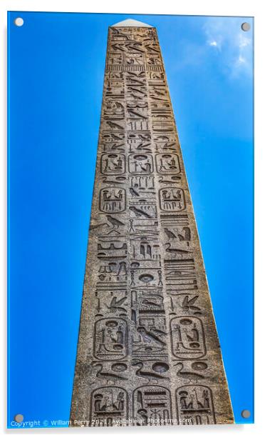 Ancient Egyptian Obelisk Place de la Concorde Paris France Acrylic by William Perry