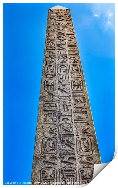 Ancient Egyptian Obelisk Place de la Concorde Paris France Print by William Perry
