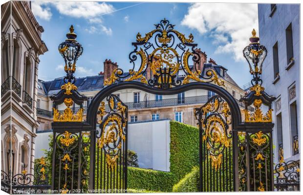 Ornate Gold Gate Champs Elysee Paris France Canvas Print by William Perry