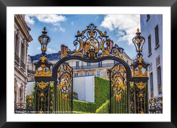 Ornate Gold Gate Champs Elysee Paris France Framed Mounted Print by William Perry