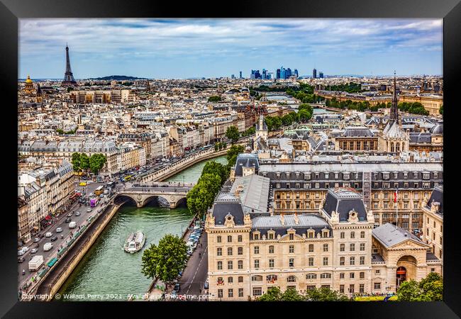 Notre Dame View Effel Tower Invalides Old Buildings Paris France Framed Print by William Perry