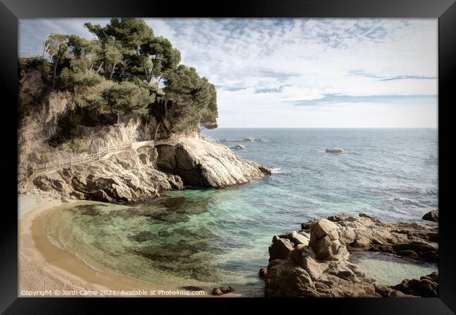 Cove of Roca del Paller - Des-saturated Edition Framed Print by Jordi Carrio