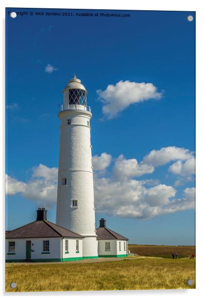 Nash Point Lighthouse Glamorgan Heritage Coast  Acrylic by Nick Jenkins