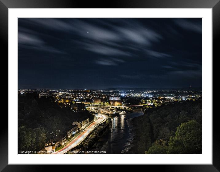 Traffic Flow Into Bristol At Night Framed Mounted Print by Peter Greenway