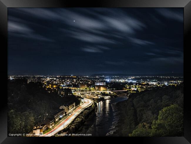 Traffic Flow Into Bristol At Night Framed Print by Peter Greenway