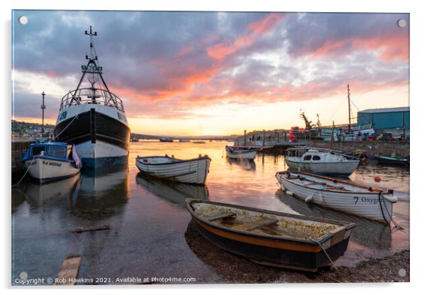 Teignmouth Twilight Acrylic by Rob Hawkins