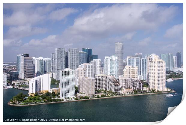 Miami Skyline, Florida, USA Print by Kasia Design