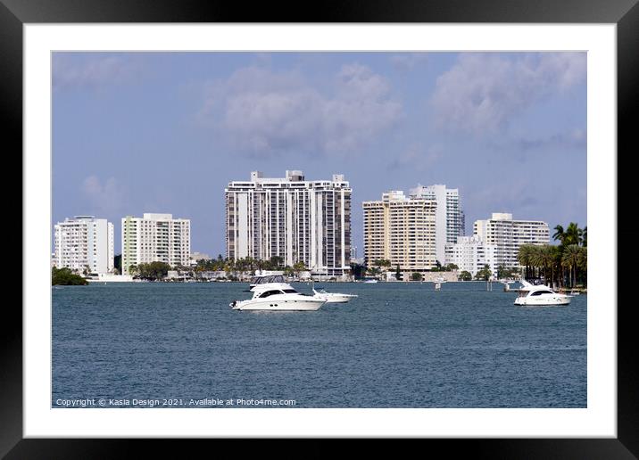 Miami Beach across the Bay Framed Mounted Print by Kasia Design