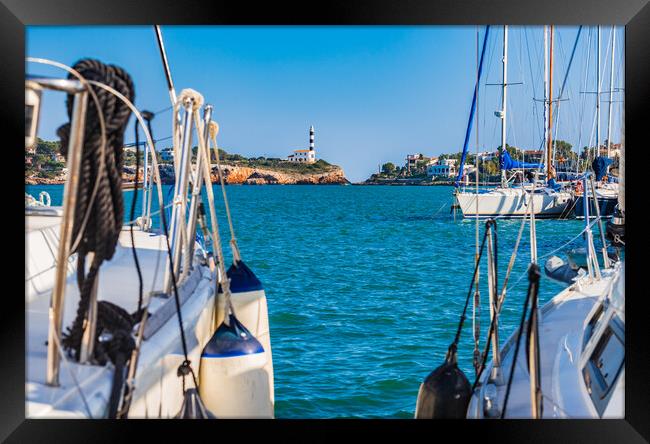 Mallorca, marina, harbor boats and yachts with vie Framed Print by Alex Winter