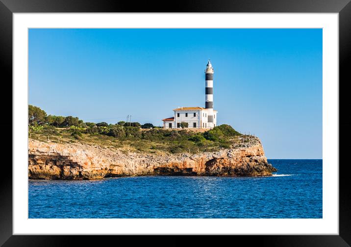 Lighthouse Portocolom. A Beacon of Tranquility Framed Mounted Print by Alex Winter
