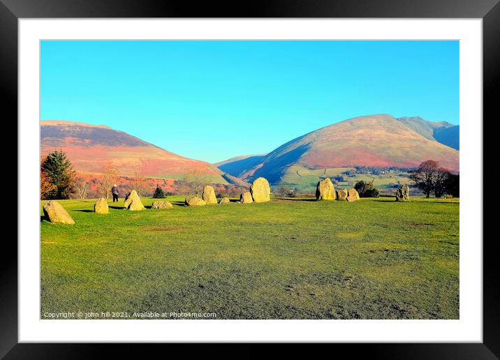 Winter at Castlerigg Stone Circle. Framed Mounted Print by john hill
